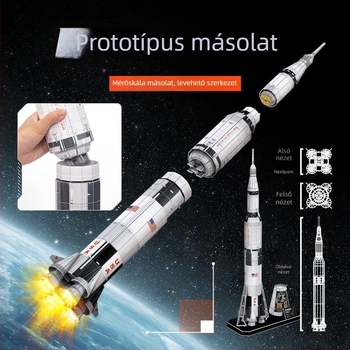 Lego-kompatibilis Apollo Saturn V építőblokkok LED-fényfunkcióval, 800+ darab, ABS műanyag, DIY-barát