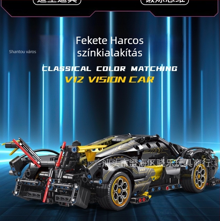 ABS anyagú járműépítő játék, szétszerelés és összeszerelés, 7–14 éveseknek megfelelő, fejleszti az érdeklődést