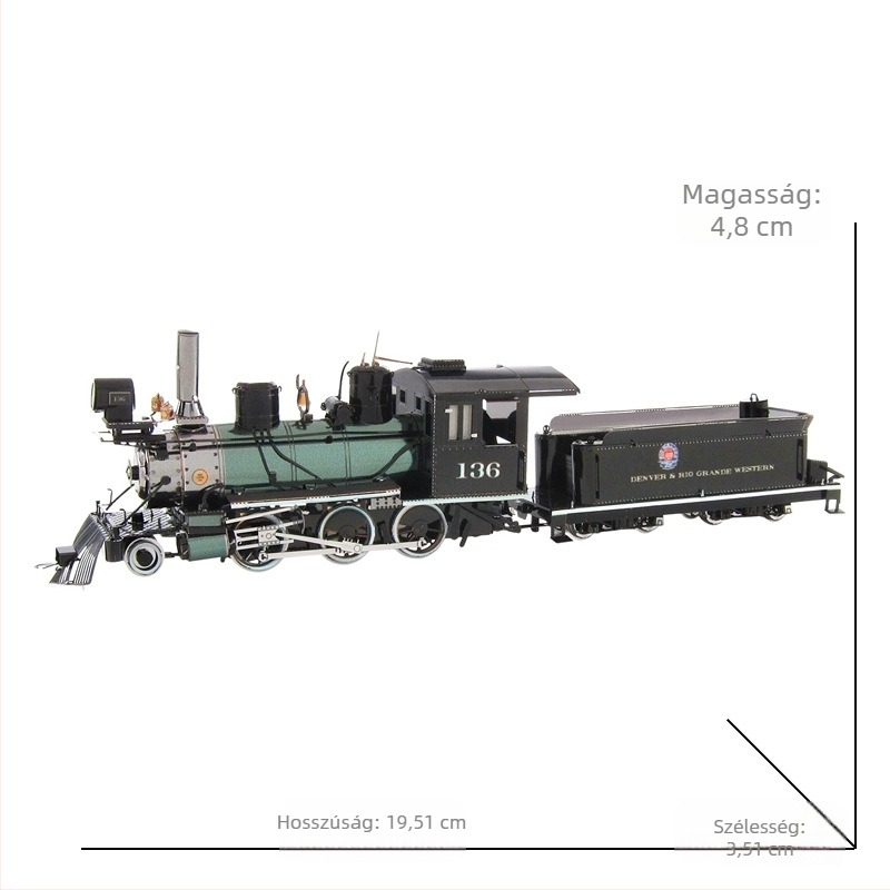 3D fém puzzle — 2-6-0 mozdony, Vadnyugat, 14+ éveseknek, Hálós zacskó csomagolás, Márka Steel Magic Statue