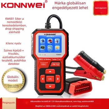KW681 Autó Akkumulátor Teszter és Hiba Diagnosztikai Eszköz, 6-12V, Kétfunkciós, Működési hőmérséklet 0–60°C