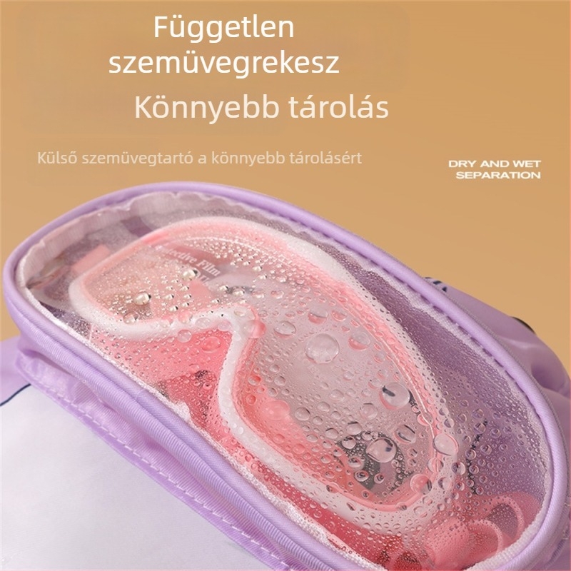 Úszótáska nedves–száraz elkülönítésével, kubiformájú, poliészter, többfunkciós utazási tároló