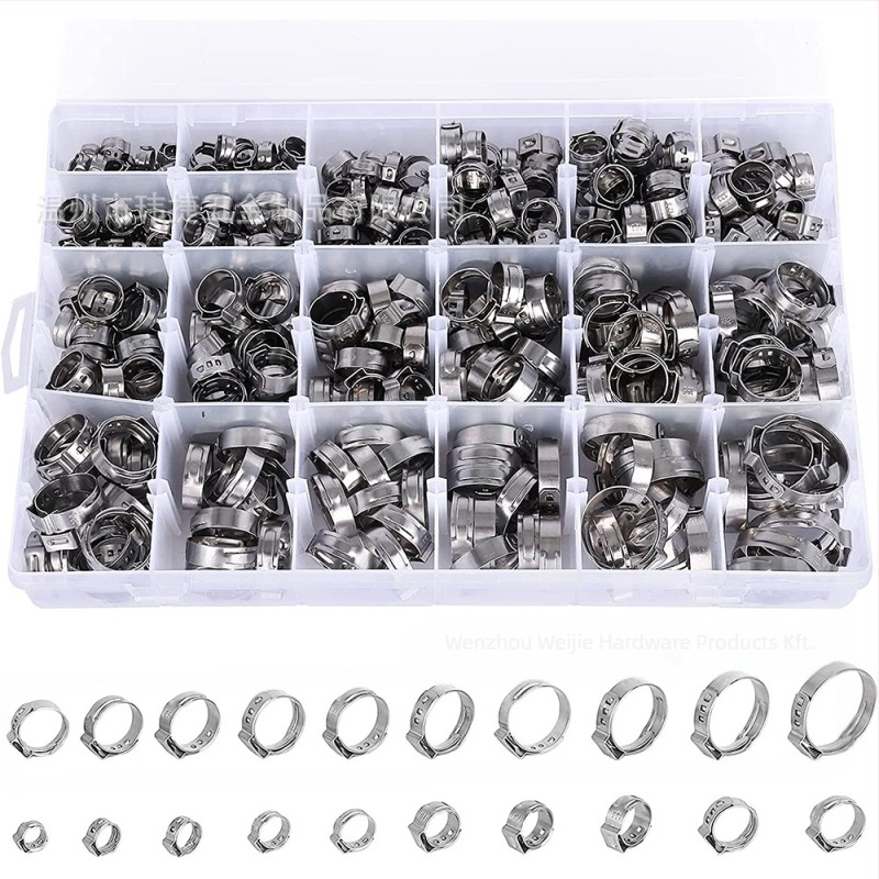 Weijie végtelen szorító rozsdamentes acélból – egyszerű fülgyűrű, nominális átmérő 5–28.6, rögzítő átmérő 5–28.6, alkalmazási tartomány 7–21