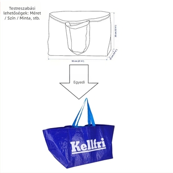 Kézzel szőtt PP tote táska ruházathoz, teherbírás 25 kg, színes nyomtatás + laminálás