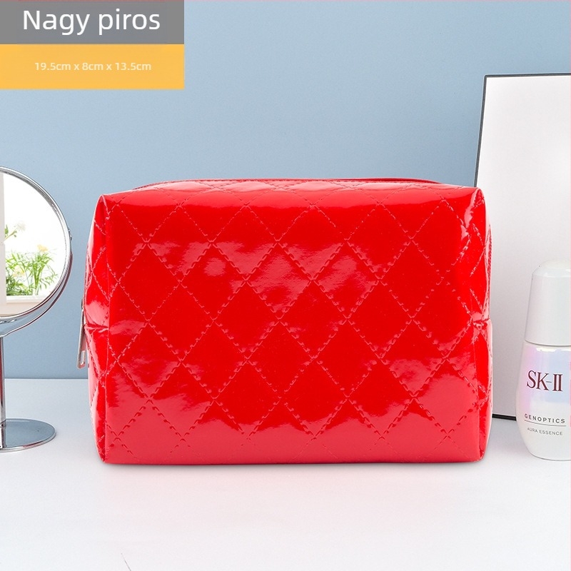 Utazó kozmetikai táska — PU bőr, vízálló, poliészter bélés, uniszex, kézben hordozható