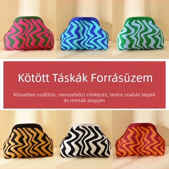 Kötött hull mintázatú clutch táska - kézben hordozható, alkar-stílus, nagy kapacitású, poliészter, párna alakú