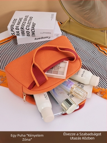 Nagy kapacitású vászontáska kozmetikumokhoz, vízálló, ultra könnyű, kopásálló és száraz–nedves szétválasztás.