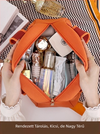 Nagy kapacitású vászontáska kozmetikumokhoz, vízálló, ultra könnyű, kopásálló és száraz–nedves szétválasztás.