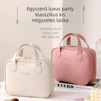 Sminktáska - PU kocka alak, nagy kapacitás, utazáshoz multifunkcionális szervező, modern minimalista stílus