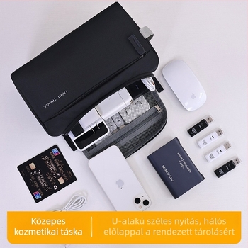 Könnyen hordozható utazási neszesszer — magas minőségű, üzleti stílusú, Oxford vászon, betűs minta, poliészter bélés, vízálló, ultrakönnyű, nagy kapacitású kozmetikai szervező