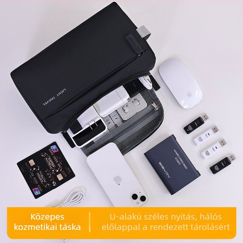 Könnyen hordozható utazási neszesszer — magas minőségű, üzleti stílusú, Oxford vászon, betűs minta, poliészter bélés, vízálló, ultrakönnyű, nagy kapacitású kozmetikai szervező