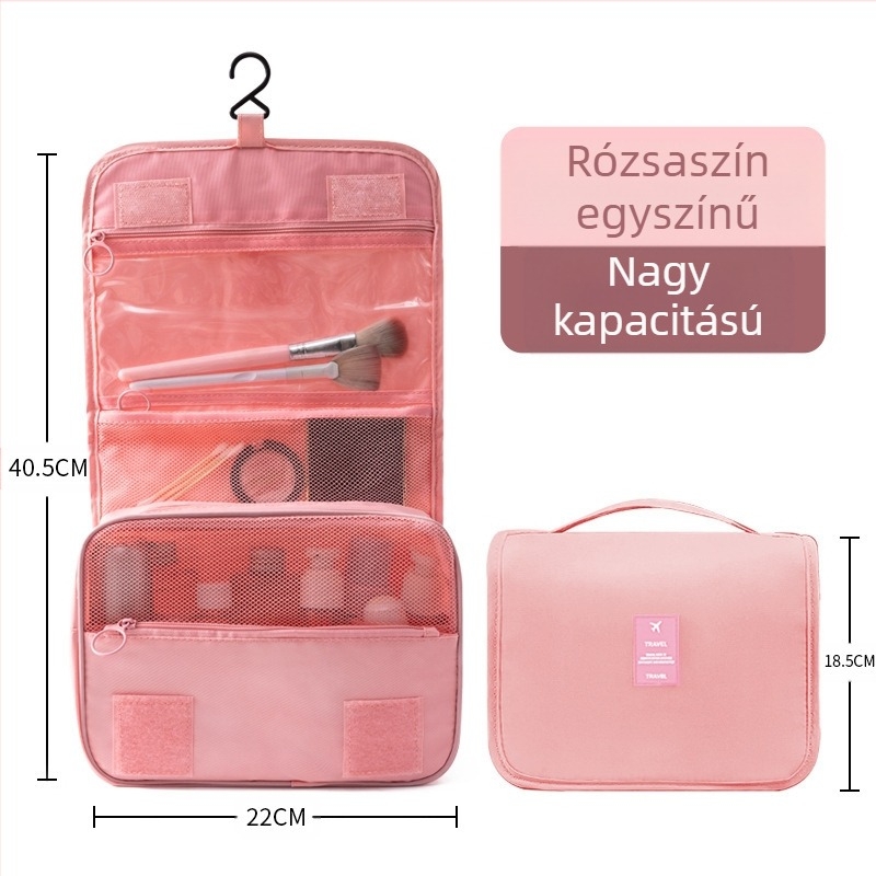 Függő kozmetikai táska koreai stílusban diagonális kampóval, nagy kapacitású utazási neszesszer, vízálló twill anyagból, nylon bélés, uniszex