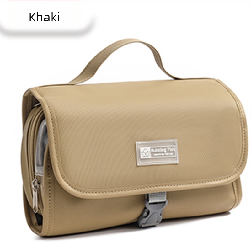 Utazó kozmetikai táska leválasztható akasztóval, nagy kapacitású, száraz–nedves elválasztás, vízálló, összehajtható, hordozható, 600D Oxford anyagból