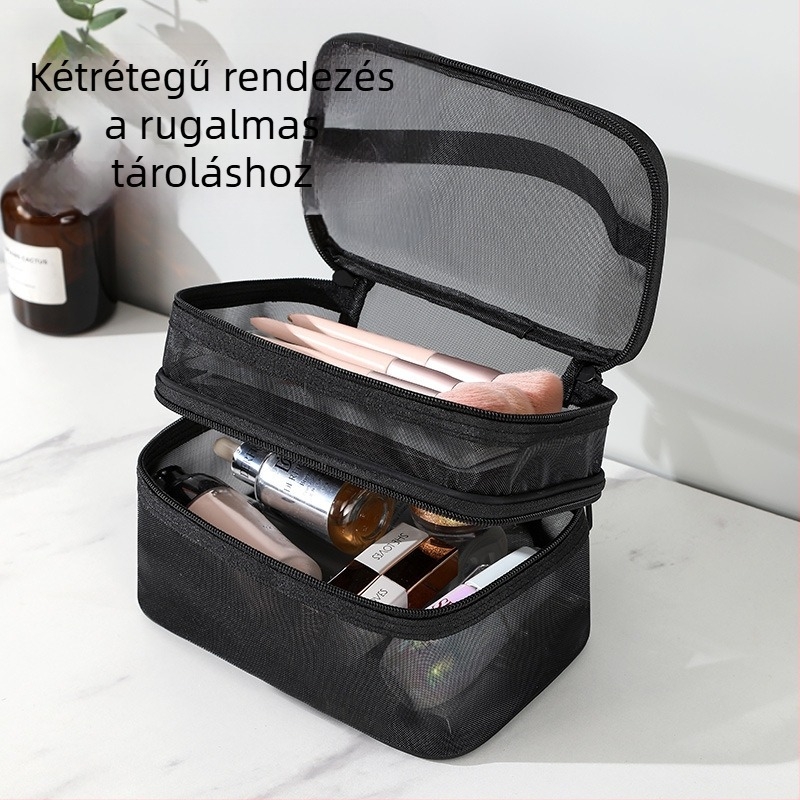 Nylon hálós kozmetikai táska - egyrétegű és kétszeres réteg, nagy kapacitás, légáteresztő, ultra könnyű, kopásálló