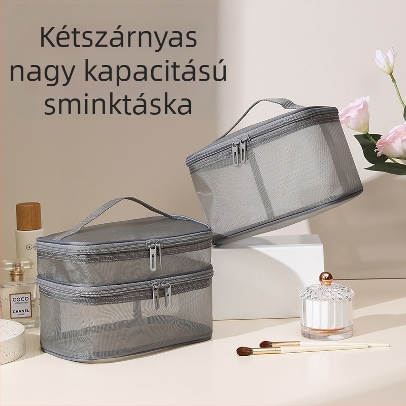 Nylon hálós kozmetikai táska - egyrétegű és kétszeres réteg, nagy kapacitás, légáteresztő, ultra könnyű, kopásálló