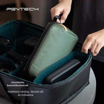 PGYTECH Kozmetika- és kamera tároló táska - Nagy kapacitású, elválasztott rekeszek, kézben hordozható, poliészter, 2025 tavasz