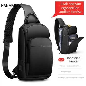 Férfi mellkas táska, Oxford anyag, vízálló, belső rekesz, szabadidős utazásokra