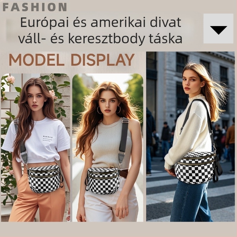 MOBICO női crossbody táska Oxford anyagból, kagyló alakú forma, cipzáras nyitás, poliészter bélés, belső zárható rekesz