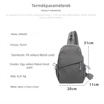 Férfi keresztbody mellény táska – poliészter, szabadidő utazási stílus, egyszínű mintázat, bélés poliészter, 2025 tavasz