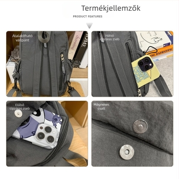 Férfi keresztbody mellény táska – poliészter, szabadidő utazási stílus, egyszínű mintázat, bélés poliészter, 2025 tavasz