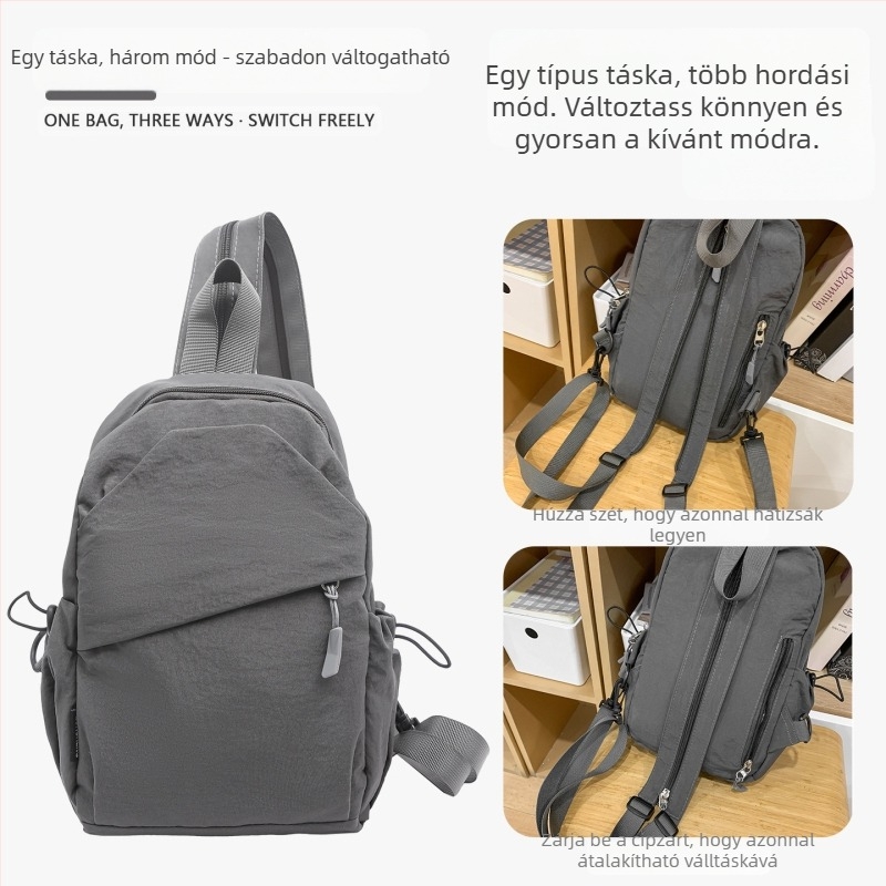 Férfi keresztbody mellény táska – poliészter, szabadidő utazási stílus, egyszínű mintázat, bélés poliészter, 2025 tavasz