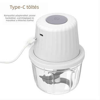 Vezeték nélküli elektromos fokhagyma zúzó, hordozható, újratölthető, 30W, 3.7V, ABS