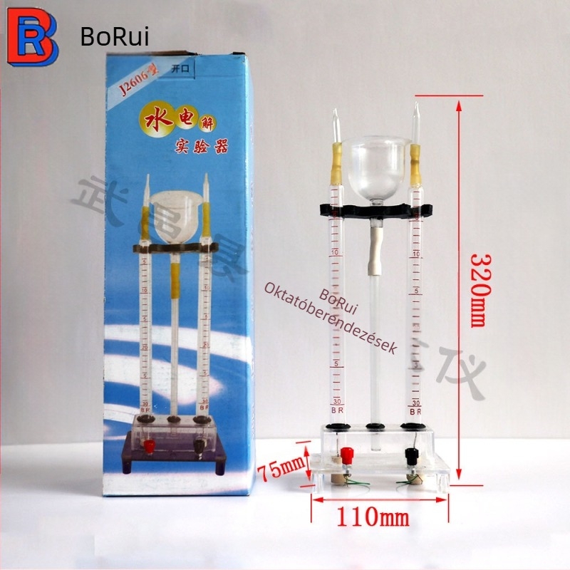 Víz-elektrolízis tanulóeszköz fizikai-kémiai oktatásra — Borui, elektrolízis készülék, 100 darabos készlet, hidrogént és oxigént termel