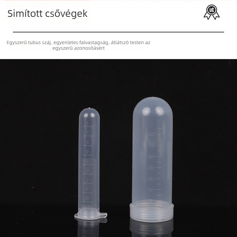 Plasztikus centrifugacső graduált skálával, átlátszó, csavaros kupakkal, egyszer használatos