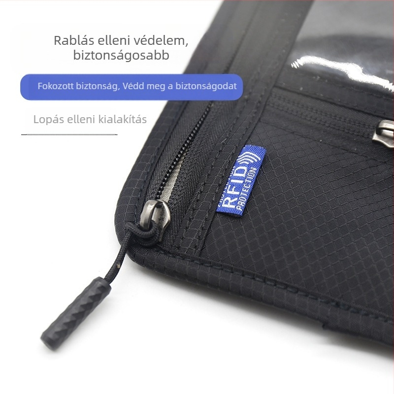 Feijin RFID nyakpántos útlevél tartó – nylon, vízálló, antibakteriális, útlevél és dokumentumok tárolója, uniszex