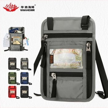 Útlevél- és dokumentumtartó keresztpánttal — Oxford vászon, poliészter bélés, egyszínű, uniszex