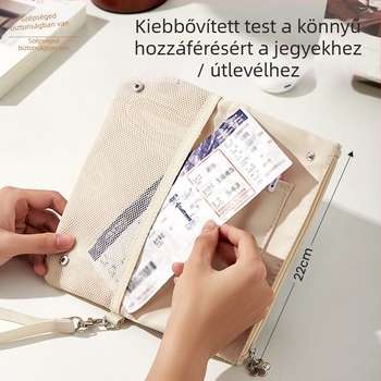 Többfunkciós útlevél- és dokumentumtáska - azonosító kártya és jegy szervező, modell A012, anyag: szövet, ofszet nyomtatás