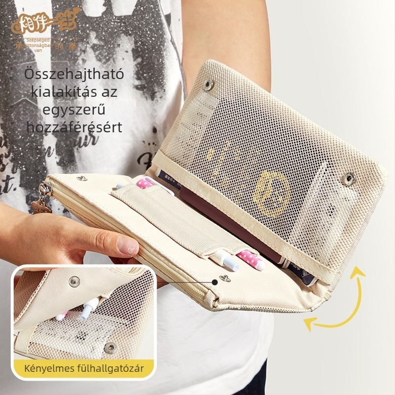 Többfunkciós útlevél- és dokumentumtáska - azonosító kártya és jegy szervező, modell A012, anyag: szövet, ofszet nyomtatás