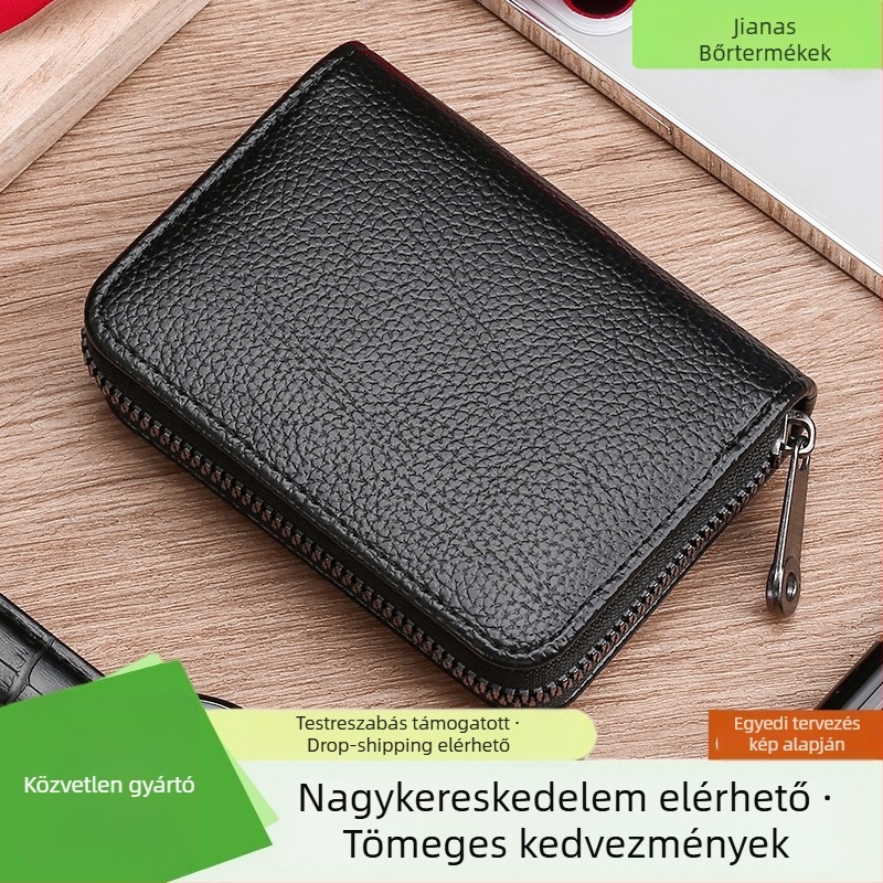 Janus PU Üzleti Kártyatartó, Uniszex, Modell: Egyszínű, Stílus: Business Elite, Funkció: Lopás elleni védelem