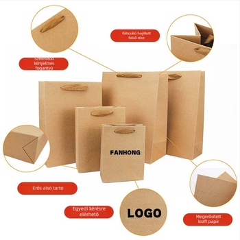 Kraftpapír kézitáska ruházathoz – ofszet nyomtatás, logó nyomtatva, testreszabható csomagolás