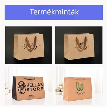 Kraftpapír kézitáska ruházathoz – ofszet nyomtatás, logó nyomtatva, testreszabható csomagolás