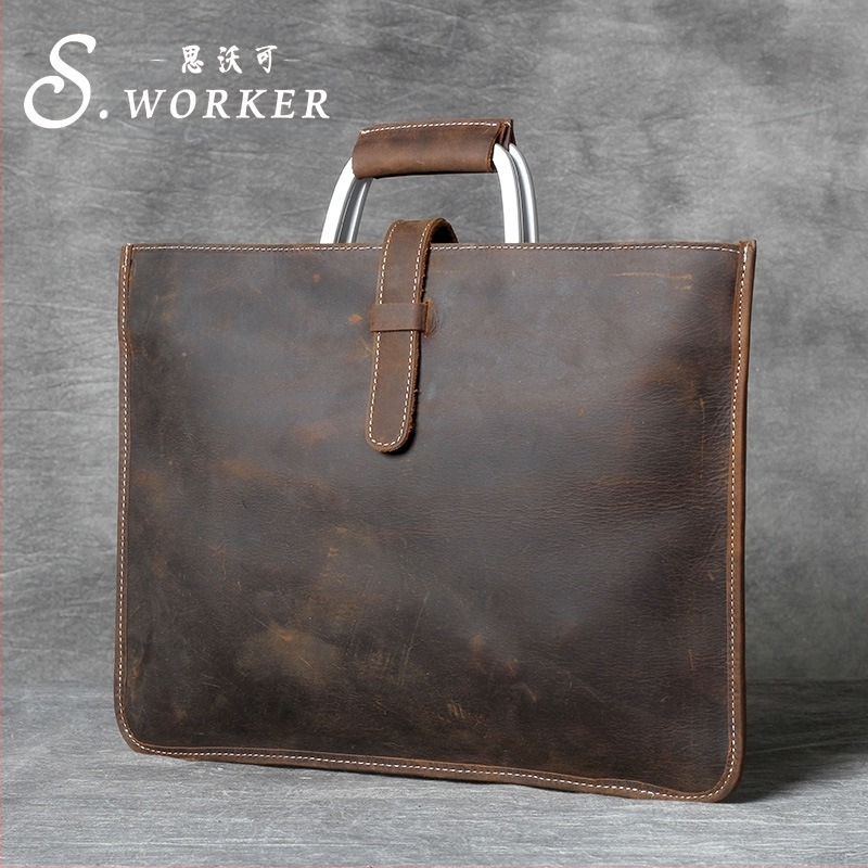 Férfi válltáska valódi bőrből – retro stílus, vízszintes négyzet alakú forma, cipzáras nyitás, belső rekesz ID-hez, telefonhoz és cipzáras zsebhez