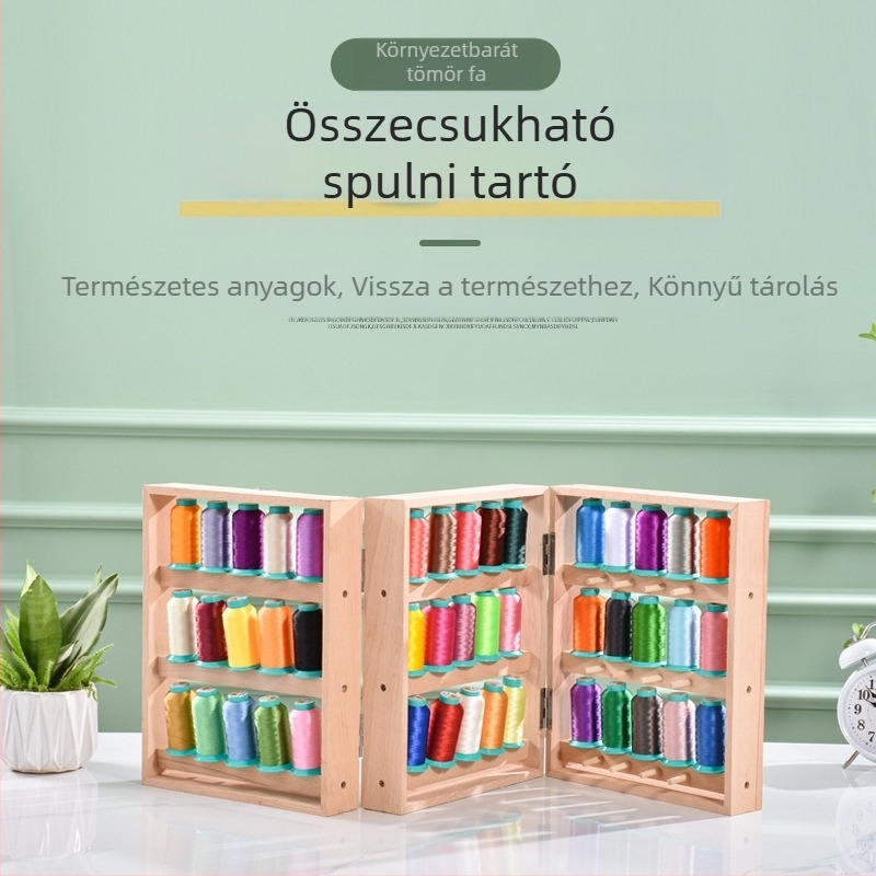 Derek fából készült cérnás tartó pagoda kialakítás – hajtogatható falra szerelhető orsó tartó, modern egyszerű stílus, Guofeng, kézműves kiegészítő