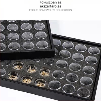 Manikűr eszközök tároló doboza 25 vagy 50 rekesszel, manikűr rendező, Finger Encounter márka, nettó tömeg 0,6 kg