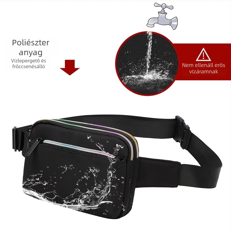 Új női crossbody táska több rekesszel, poliészter, cipzáras záródás, belső cipzáras zseb, telefonzseb