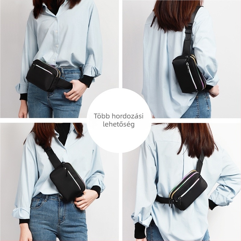 Új női crossbody táska több rekesszel, poliészter, cipzáras záródás, belső cipzáras zseb, telefonzseb