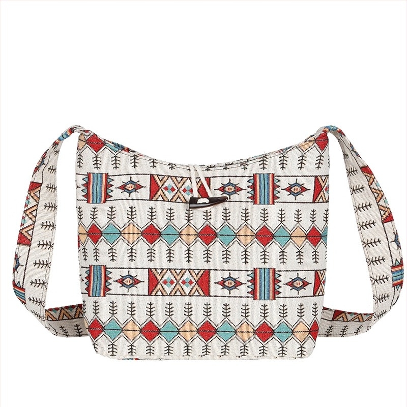 Jacquard anyag táskákhoz és ruházathoz — virágos mintázat, pamut és len; bélés poliészter; táska formája: dumpling; zárás: cipzár; belső zseb cipzárral