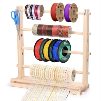 Fából készült szalag- és gyapjú tárolóállvány, japán stílusú asztali rendező, négy rétegű, többfunkciós