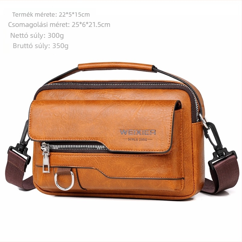 Férfi crossbody táska PU bőrből, vízálló, WEIXIER márka, kompatibilis 8 hüvelykes laptophoz