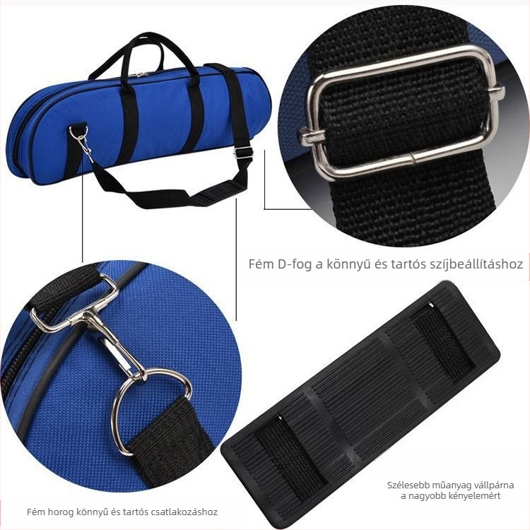 Trombitához való hangszer táska Oxford anyagból, vízálló, görbe vállpánt, domború külső zseb, nemszövött bélés