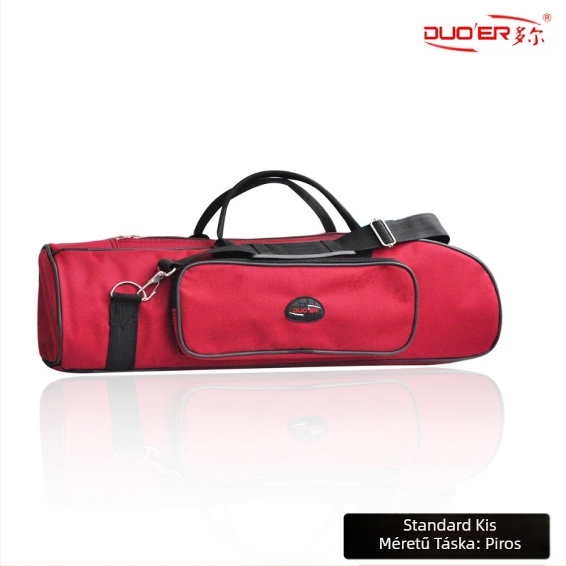 Trombitához való hangszer táska Oxford anyagból, vízálló, görbe vállpánt, domború külső zseb, nemszövött bélés