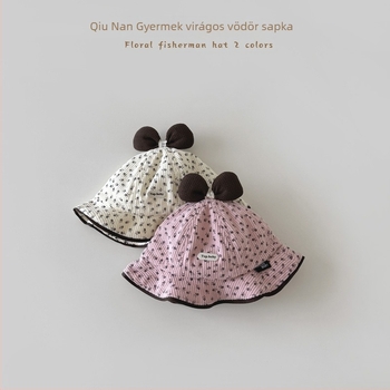 Baba bucket sapka őszre, korduró pamut anyag, napvédelmi funkció, légáteresztő, nagy karima, 6–12 hónapos és 1–2 éves korosztálynak