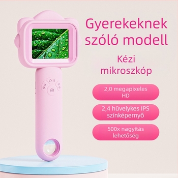 Hordozható IPS-képernyős gyermekmikroszkóp — rovarok és növények megfigyelése, elektromos, többszörös funkciójú, műanyag test