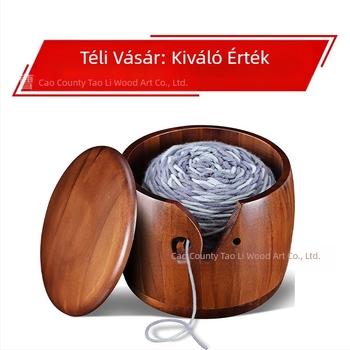 Kör alakú gyapjú tároló tál, fa, kézzel készített, 510 g, modern stílus
