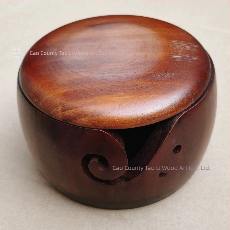 Kör alakú gyapjú tároló tál, fa, kézzel készített, 510 g, modern stílus