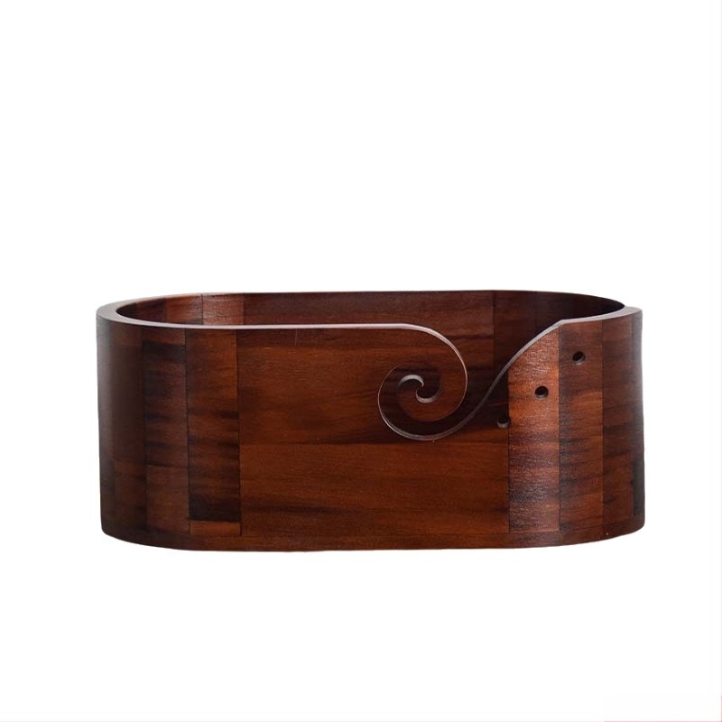 Kör alakú gyapjú tároló tál, fa, kézzel készített, 510 g, modern stílus