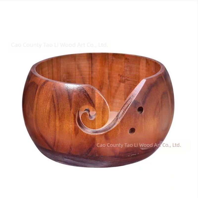 Kör alakú gyapjú tároló tál, fa, kézzel készített, 510 g, modern stílus